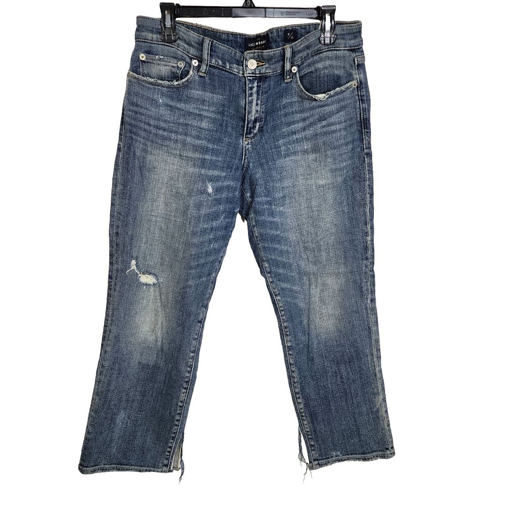 Lucky Brand Womens Jeans Size 8/29 Sweet Crop Blue Mid Rise Distressing 7WD10709